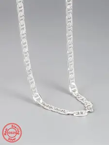 S925 Sterling Silver Punk Style Flat Byzantine Chain Necklace for Women & Girls, Fashion Jewelry for Party, Daily Decor, Trendy All-match & Exquisite Jewelry for Birthday Gift
