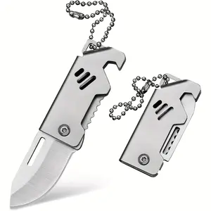 Mini Folding Knife with Bottle Opener, Keychain Multi Tool, Stainless Steel Blades, Lightweight & Durable for Everyday Carry, Camping, Or Hiking, Hiking Gear, Tactical Knives