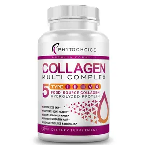 Multi Collagen Peptides- 90 Capsules-Type I,II,III,V,X Anti-Aging Collagen Pills