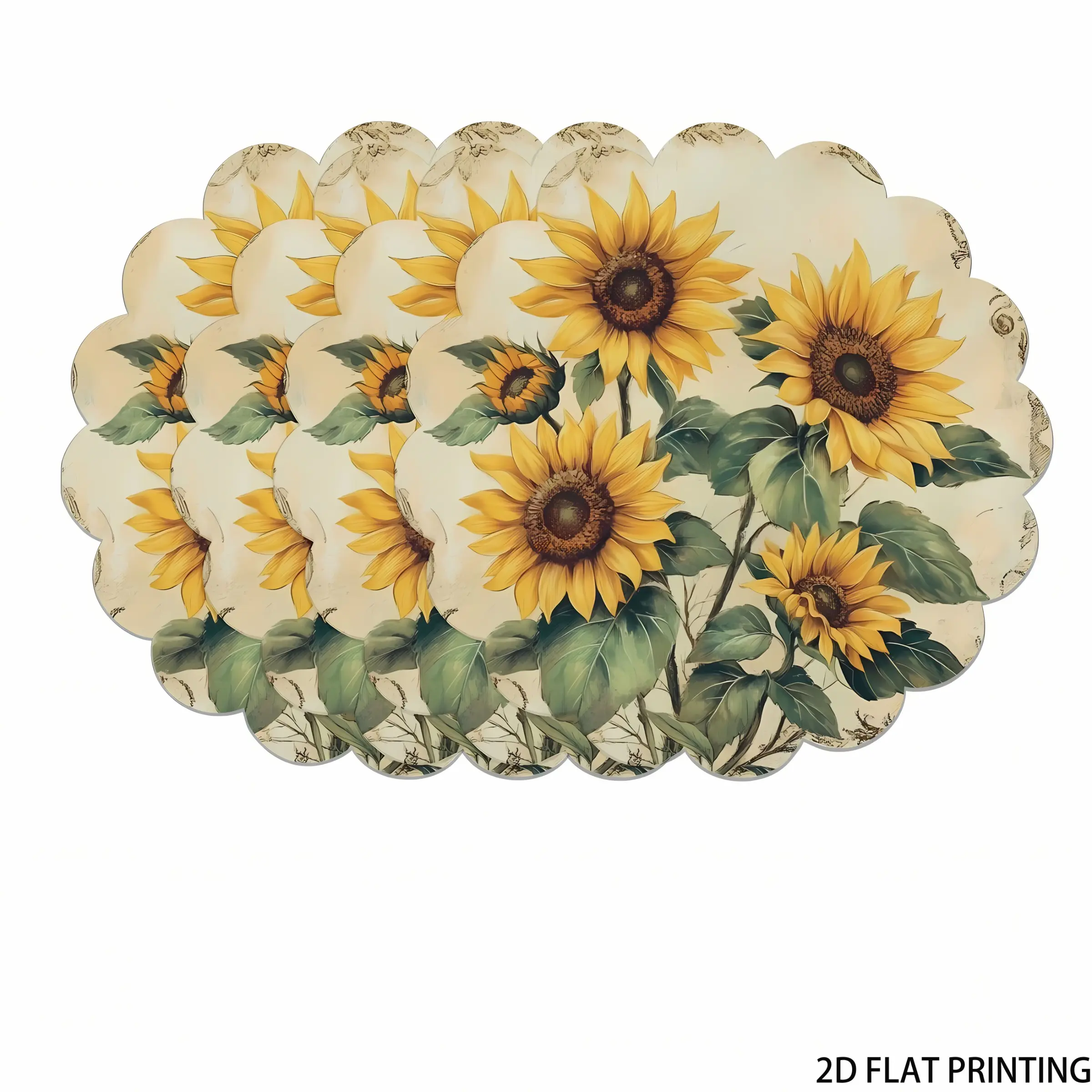 Set of 2 pieces/4 pieces, spring sunflower themed table mat, Dining table placemats, suitable for dinner parties, home decoration, anti slip and easy to clean, 2D high-definition printing, Size 15x15 inches