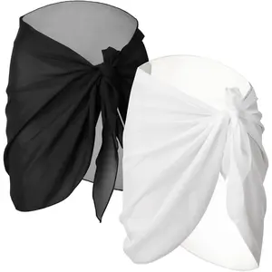 2 Pieces Sarong Coverups for Women Bathing Suit Wrap Swimsuit Skirt Beach Bikini Cover up Swimwear Chiffon bathing suit women