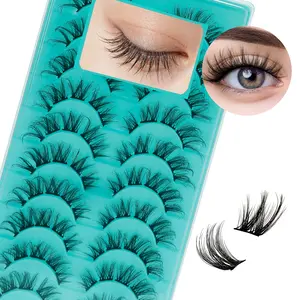 Diy Lash Clusters 10 Pairs Cluster Lashes Wispy Lash That Look Like Extensions 3D False Eyelashes Natural Soft Fluffy Mink Individual Cluster Lashes at Home (Lowkey)