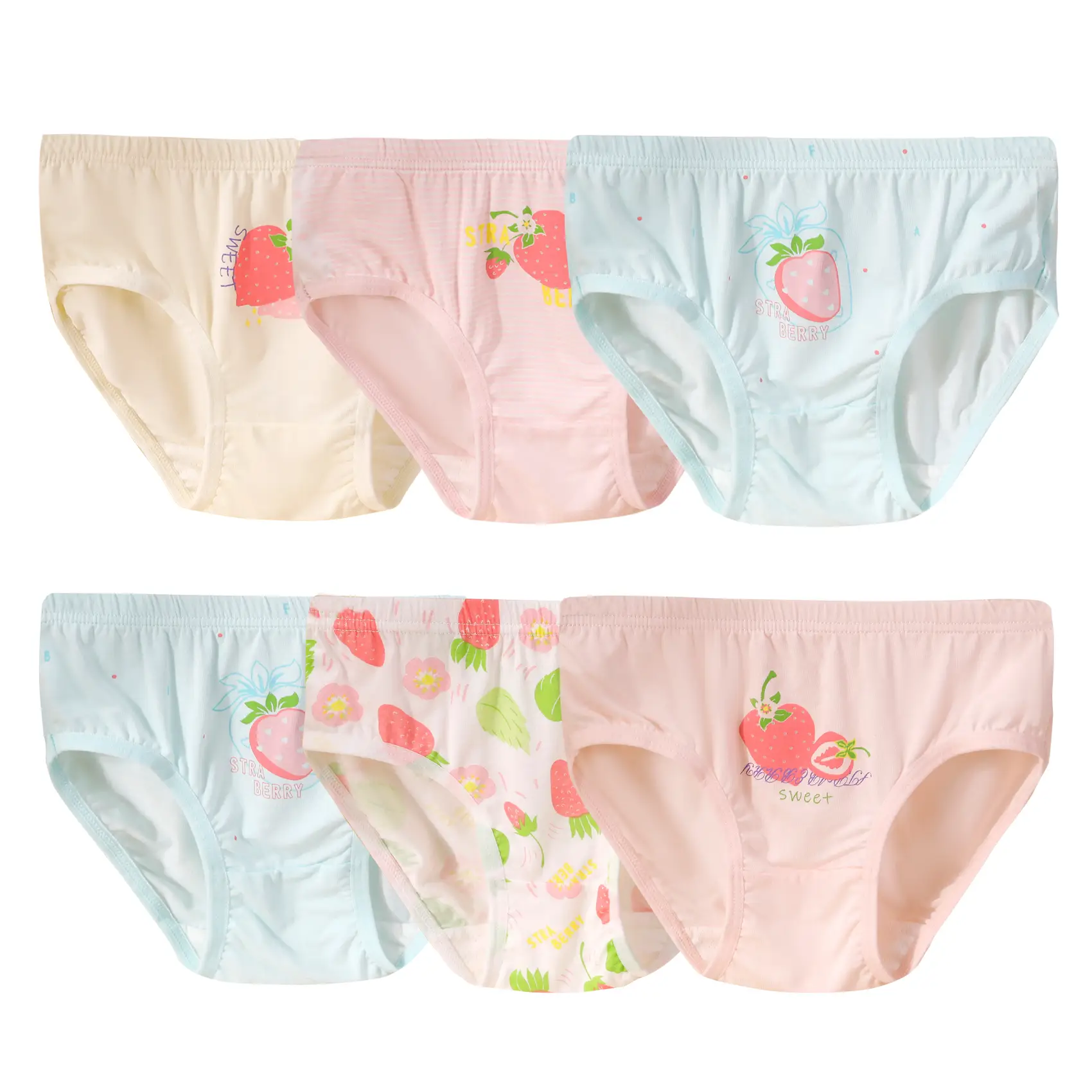 6-Pack Girls Floral Printed Modal Underwear Cute Stawberry Baby Briefs Toddler Super Soft Cotton Undies Children Kids Assorted Breathable Panties