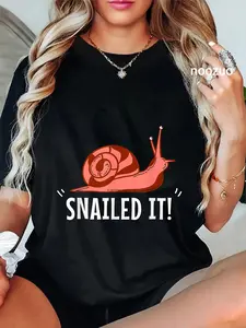 100% Cotton Unisex Funny Snail Gift for Snails Friends & Family and Snailed it T-Shirt