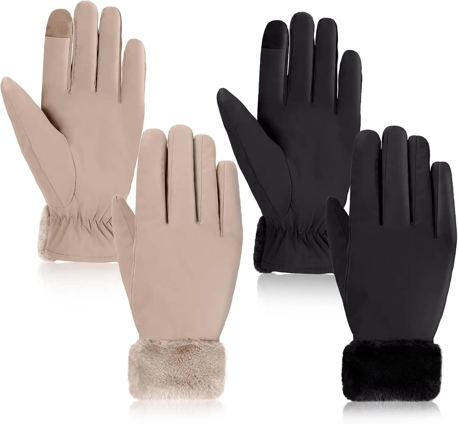 2 Pair Women's  Touchscreen Ski Gloves Winter Ski Snow Snowboarding Gloves Windproof Snow Accessories