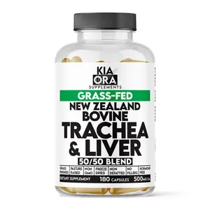 Grass-Fed New Zealand Bovine Trachea & Liver 50/50 Blend 180 Capsules for Joint Skin & Immune Support Natural Collagen Vitamin A & Glycosaminoglycans