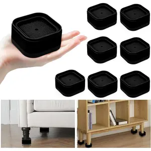 8 Pack Adjustable Heavy Duty Stackable Furniture Risers 1" Height Lift for Bed Table Desk Couch Chair Sofa Cabinet Legs Black