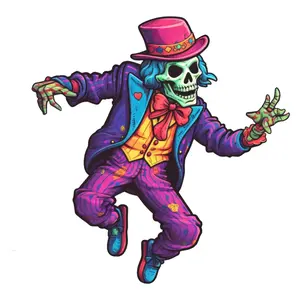 Colorful Skeleton Joker Sticker, Funny Spooky Halloween Vinyl Decal, Stick on Laptop, Water Bottle, Car, Halloween Gift, Christmas