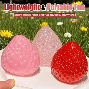 Cute Funny Novel Strawberry Squishy Toy Fidget for Stress Relief Portable Gift for Classmates Colleagues Friends Birthday Party Decoration Slow Rising Kawaii Squishies with Pleasant Aroma