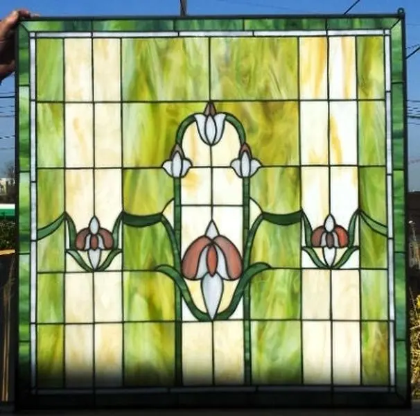 Stained Glass Transom Window - TW-45 - "Tulips chain II"