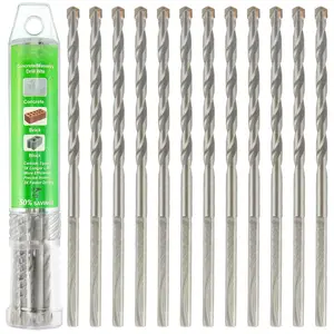 1/8" x 3" Masonry Drill Bits 12 Pack, 1/8 inch Concrete Drill Bits for Cement, Brick, Stone, Block, Stucco Wall, 3-Flat Shank