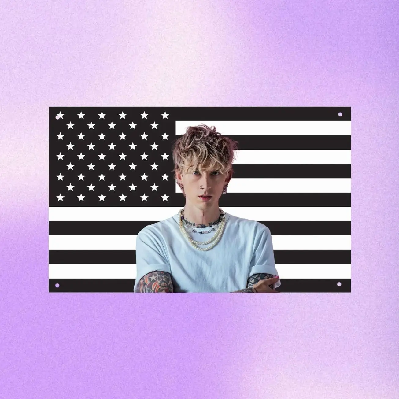 Machine Gun Kelly Black US Wall Tapestry – Rapper Flag, Room Decor