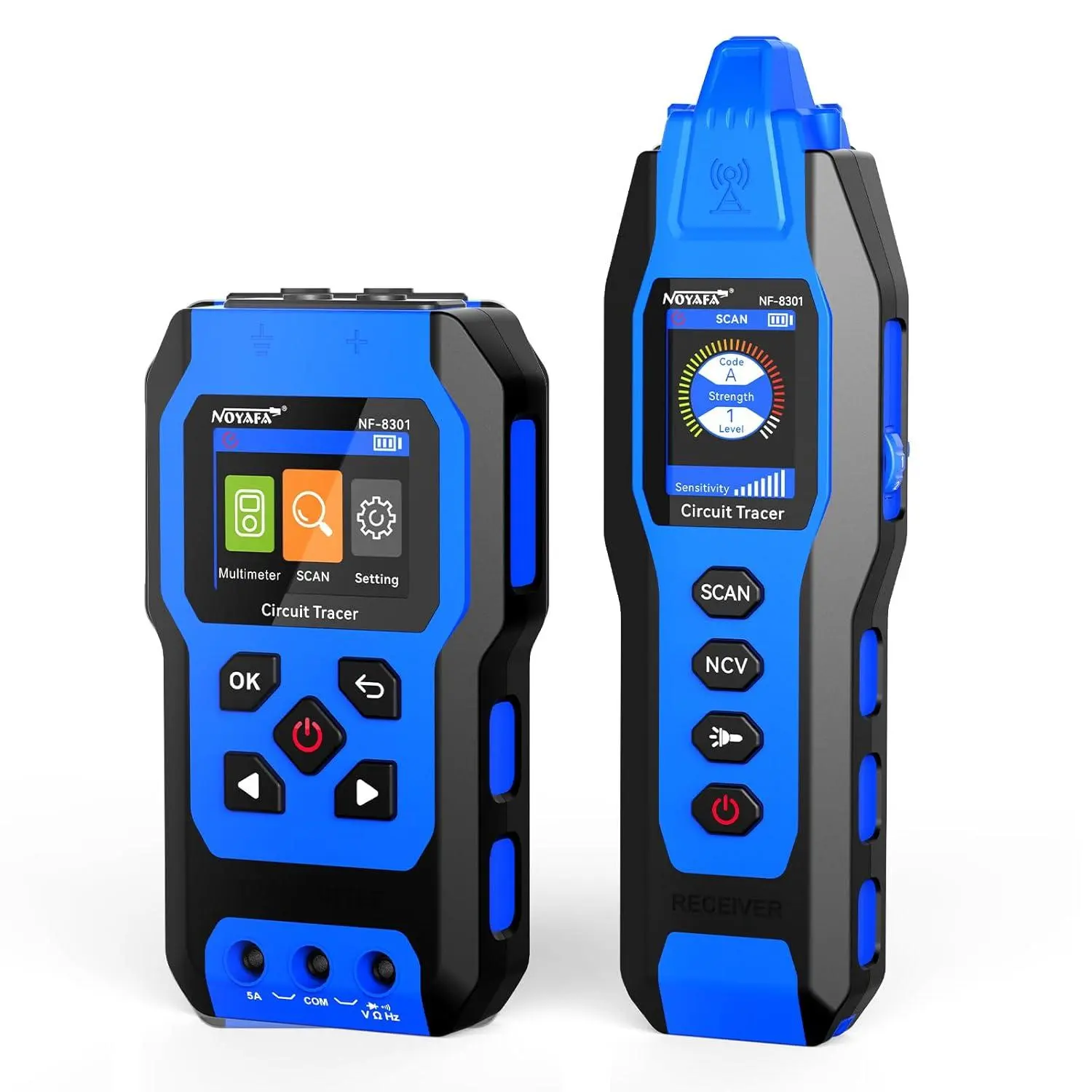 NOYAFA NF-8301 Underground Cable Locator | Max. detection depth: 8 ft | Cable tracing range: 3,280 ft | Voltage range: 12–1000V | 2-in-1: Cable tracer & Multimeter | Suitable for fuses, irrigation pipes, metal pipes, and in-wall wiring visual indication