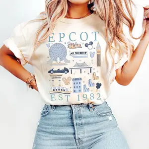 Comfort Colors/Gildan Epcot Since 1982 Shirt, Magic kingdom Trip 2025 Tee, World Tour 1982, Family Casual Cotton