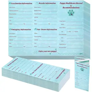 25 Pack Large Tri Fold Dog Vaccination Health Records Book with Recommendations Puppy Vaccination Shot Booklets for Home Pet Supplies