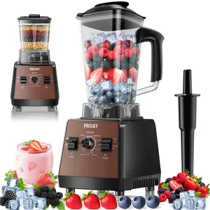 PRASKY Licuadora Profesional BK688, 68 oz (2 litros) sin BPA, 2 jarras de mesa: licuadora y molinillo, 2400 W / 1000 W, 25 000 RPM, tritura hielo, batidos, jugos, frutos secos, procesador de alimentos, electrodomésticos de cocina, SMARTLIVING