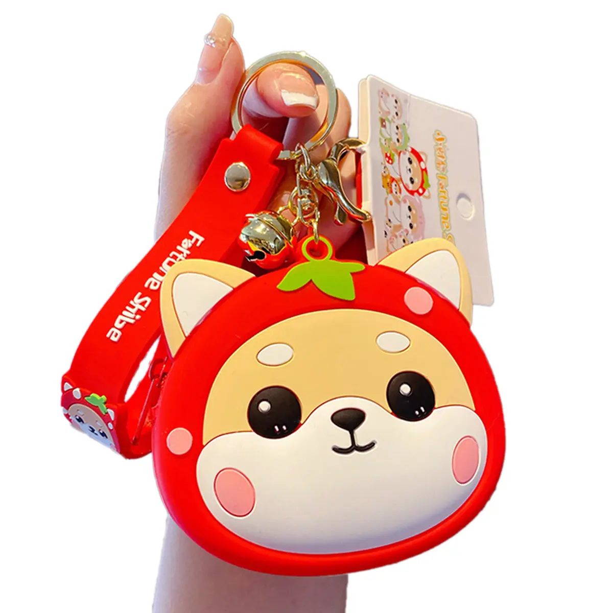 Shiba Inu Coin Purse Keychain with PVC Pouch & Alloy Ring – Cute Bag Charm for Coins, Keys & Gifts for Dog Lovers, Teen Girls, and Kawaii Fans, Walletchain, Animals, Durable, Zip, Casual Wear, Multifunctional, Small Size