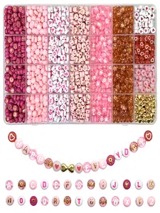 300/450/840pcs Series Letter Beads & Heart-Shaped Acrylic Beads Set, Bead Assortment, DIY Jewelry Making Kit for Handcrafted Bracelets Necklaces