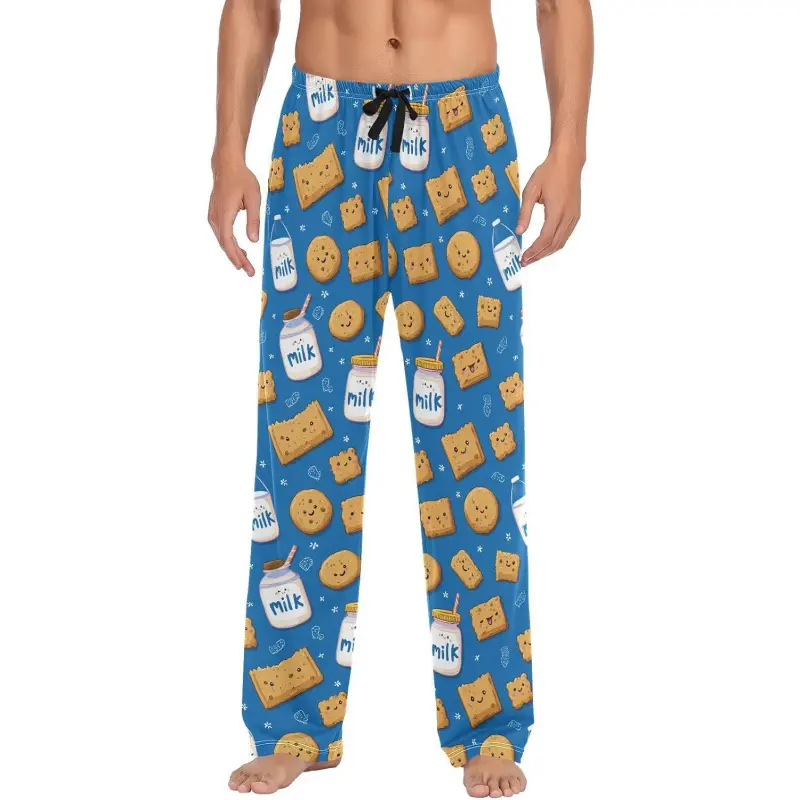 Men's Pajama Pants Milk Cookie Soft Sleep Pant with Pockets Big Casual Elastic Waistband Modal Polyester Day Long Loungewear Nightwear Stylish Menswear Cotton Homewear Pjs Pyjamas