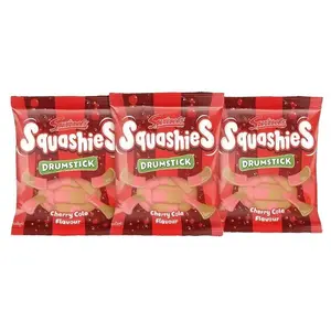 Swizzles Squashies Drumstick Candy - Cherry Cola Flavor 120g Snack Pack of 3 Imported from UK High-Quality Treats Cherry Col Flavor Included