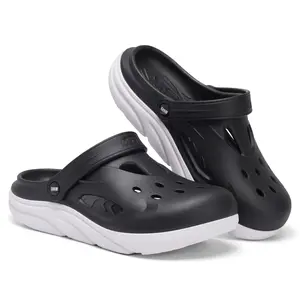 Lxso Men's and Women's Platform Elevated Clogs | Outdoor | Thick-Soled | Non-Slip | Odor-Resistant | Durable | Quick-Drying | Soft Beach Sandals | Arch Support | Summer Slippers - Black White