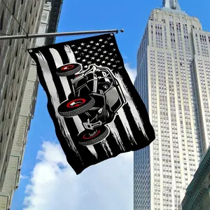 One-piece UTV side-by-side ATV off-road American flag canvas top with 2 metal eyelets, durable and suitable for year-round use.