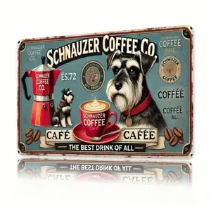 Vintage Schnauzer Coffee Metal Sign 8x12 Inch Retro Rustic Aluminum Wall Decor for Kitchen Cafe Bar Game Room Home Office Living Room