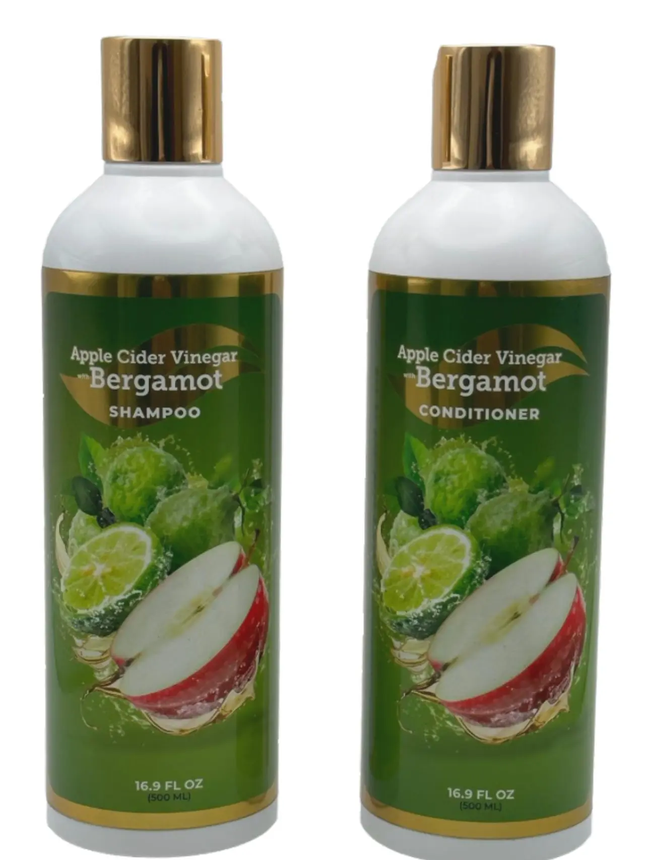 Apple Cider Vinegar with Bergamot Shampoo & Conditioner 16.9 fl oz, 500ml each SET 2 Pack / Shampoo de Vinagre de Manzana con Bergamota & Accondicionador 2 Pack