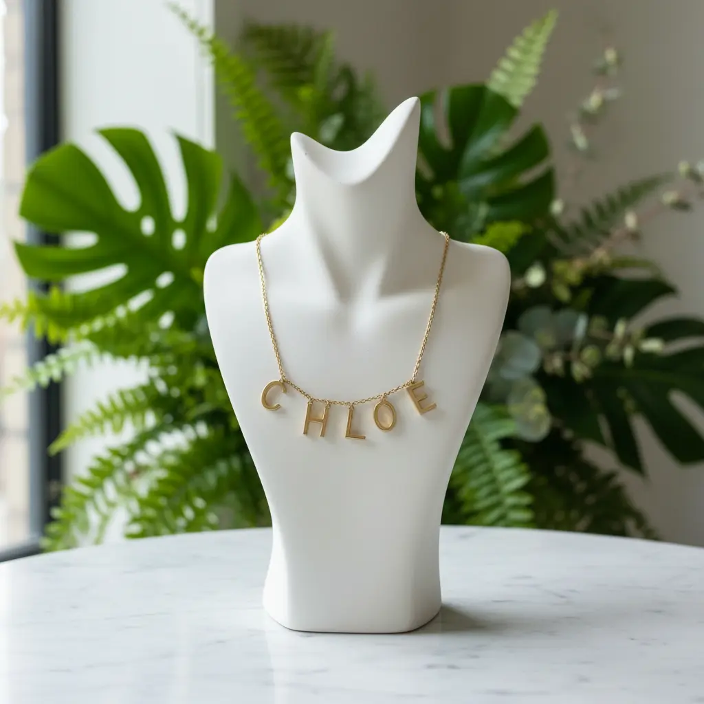 Pre-owned Chloe Gold Letters Necklace NEW