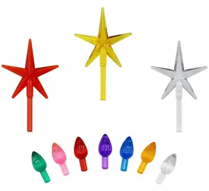 Ceramic Christmas Tree Replacement Lights, Medium Twist Light Ornaments, 100 Pc Multi Colors Plus 3 Tree Topper Stars