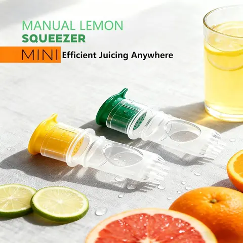 2-Pack Lemon Squeezer Set with Filter, Compact Round Screw-Top， Smooth Juicing Rotating Kitchen Utensil for Fresh Citrus Extraction, Efficient Screw Design for More Juice, Ideal for Cocktails at Home & Everyday Use