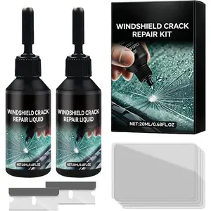 Professional Windshield Crack Repair Kit, Upgraded Glass Repair Fluid for Automotive Glass Chips & Cracks, High  & Long-Lasting Restoration, Easy DIY Windshield Tool Set (20ML x 2)