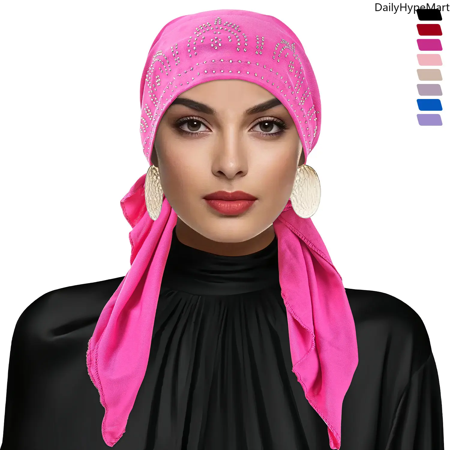 Women's Milk Silk Boho Shawl Wrap Head Scarf - Bling Rhinestone Embroidery, Double-Tail Design for Casual Daily Use, Sleeping, Casual Soft Scarf, Funky