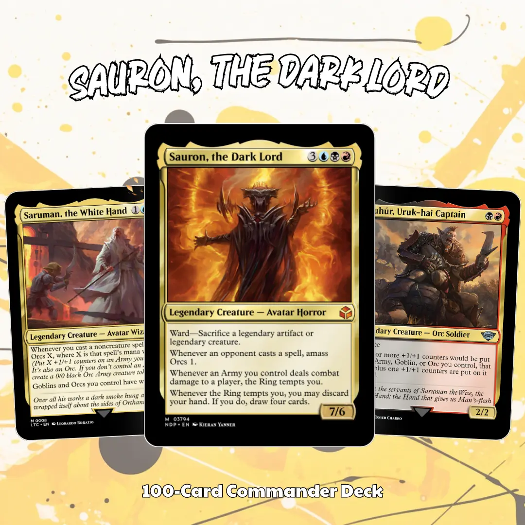 Proxy 100+ Card Commander Deck Sauron the Dark Lord Exclusive Grixis Amass Orc High Quality Ready to Play Magic Style Deck Perfect Gift for Collectors and Card Players
