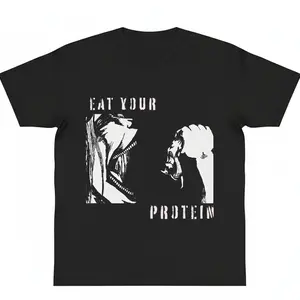 Eat Your Protein Anime Shirt Attack on Titan Anime Gym T-Shirt AOT Eren Yeager Manga Lover good graphic tees Y2k cotton fashion Casual Top Trending Gift