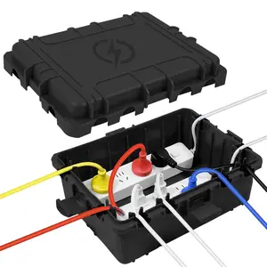 Large Outdoor Electrical Box , IP54 Extension Cord Cover Weatherproof Outdoor Outlet Covers, Protect Power Strip, Timer Outlet, Plug, Socket, Holiday Light, Black (12 x 9X 5 inch)