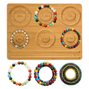 Bamboo Bead Board for Jewelry Making – Natural Bamboo Bracelet & Necklace Design Organizer with Grooved Sizes