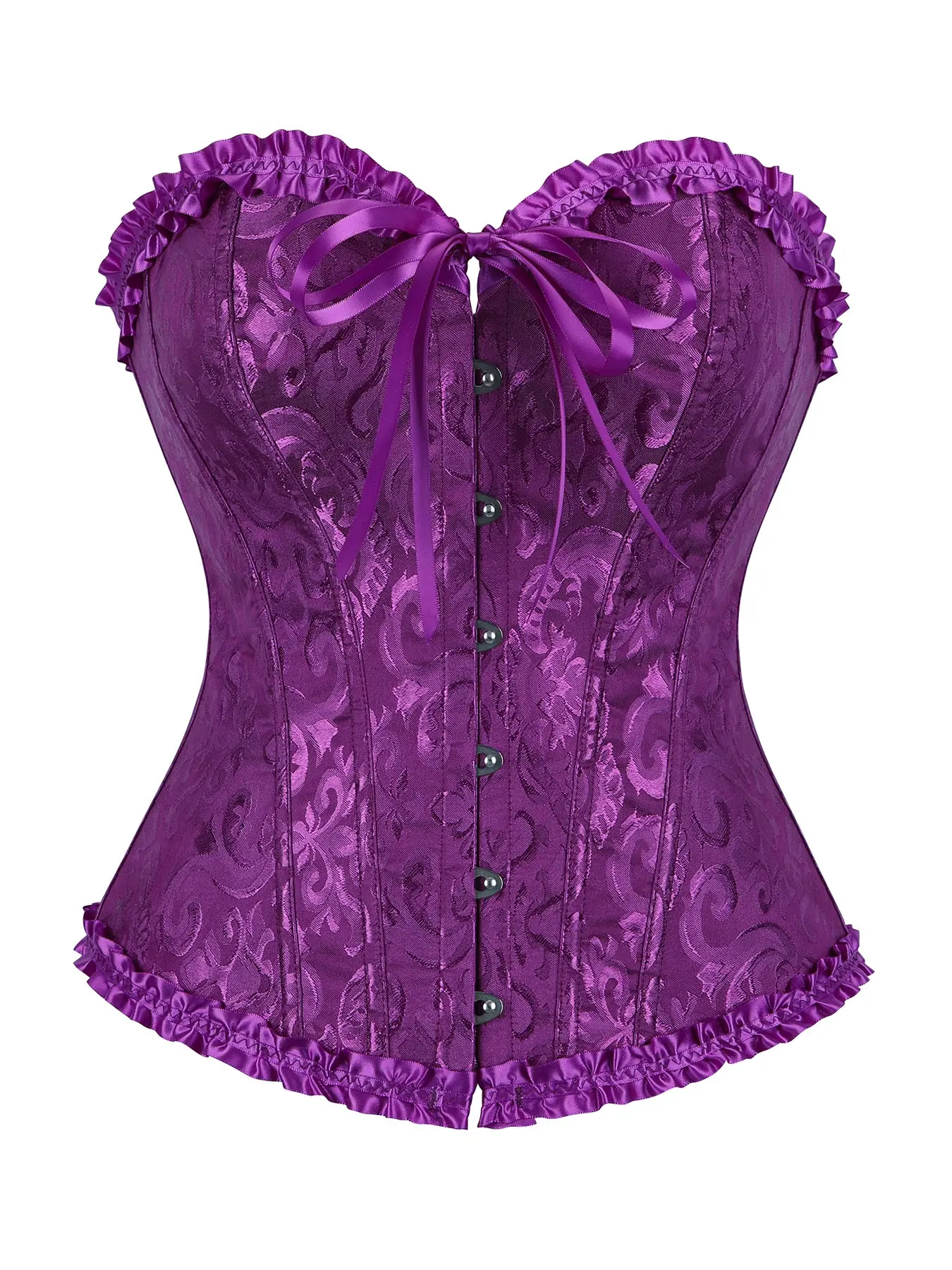 Women's Vintage Court Style Bodycon Ruched Waist Corset, Womenswear, Classic Back Lace-Up Waist Cincher, Floral Bow Decor, Perfect for Vacation Parties or Daily Wear