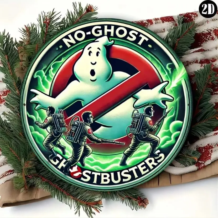 Aluminum Vintage Ghostbusters 1984 Round Wall Sign for Home Bar Garden Decor Halloween Christmas New Year Gift Aluminum Material