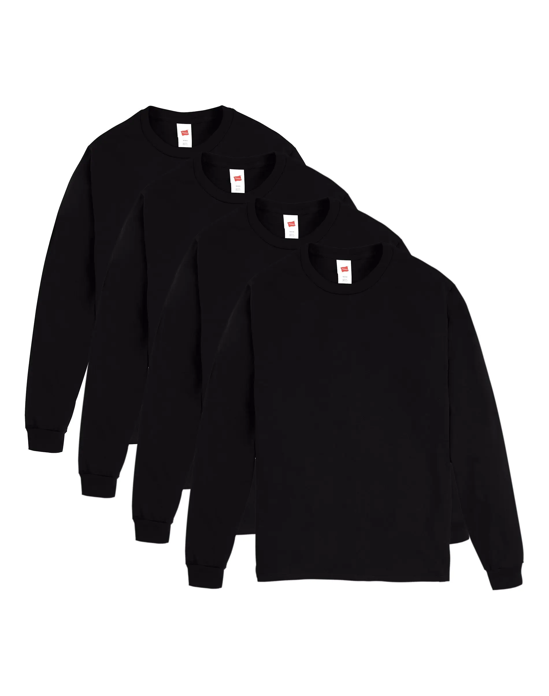 Hanes Essentials Men's Cotton Long Sleeve T-shirt Value 4-pack Underwear Multi Pack Comfortable Fit Soft Stretch Fabric Breathable O5286
