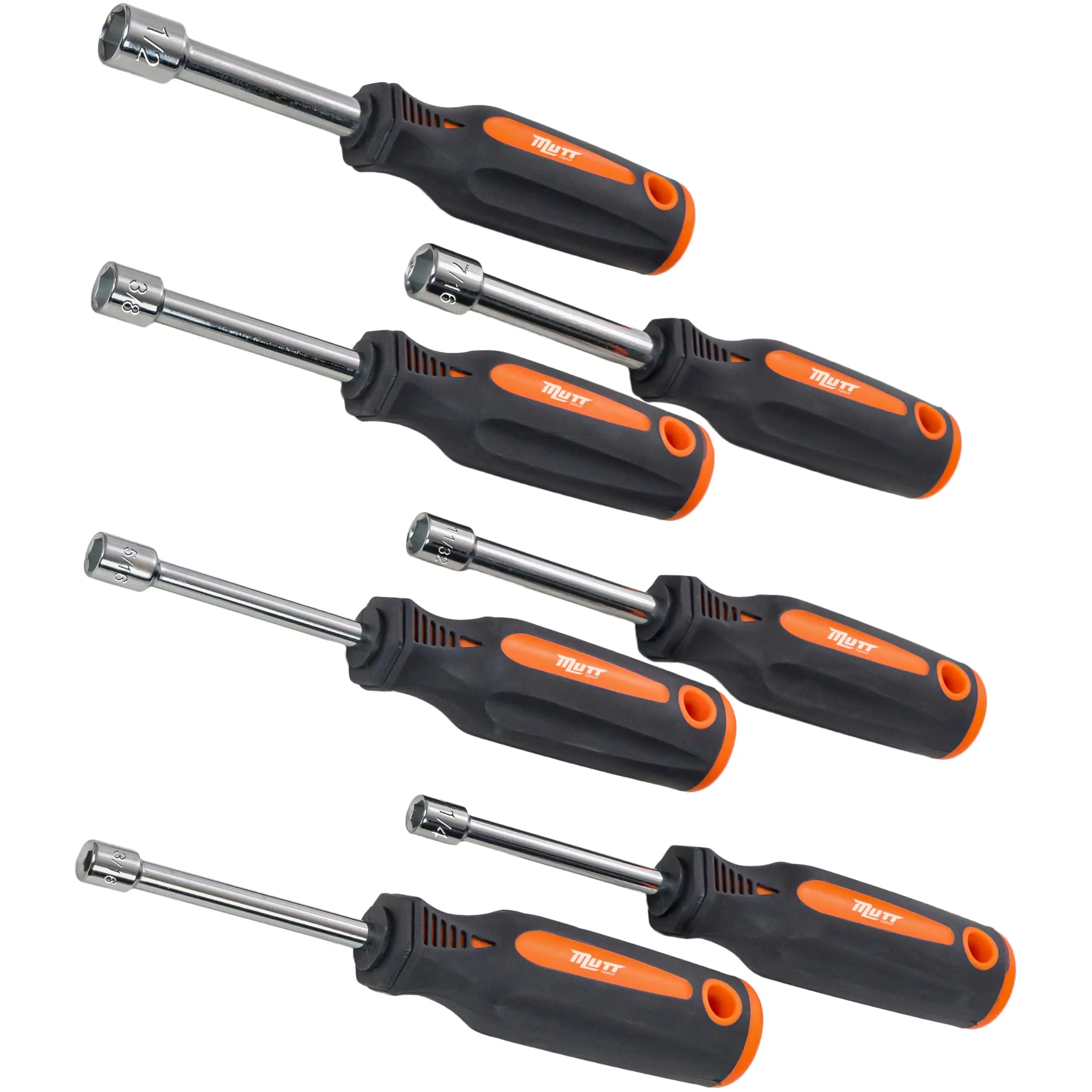 Mutt Tools 7 Piece Hollow Nut Driver Set 3 Inch SAE Pass Through