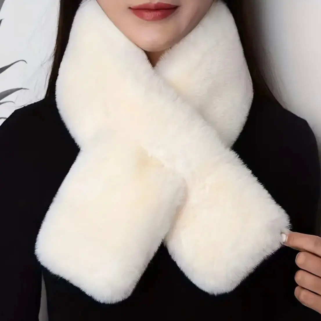Unisex Soft Faux Fur Winter Scarf - Warm and Fashionable Flat Cross Scarf for Girls and Boys