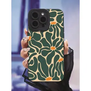 Abstract Floral & Geometric Patchwork Design TPU Phone Case - Full Body Shock Proof Protection Suitable For IPhone17/IPhone17 Air/IPhone17 Pro/IPhone17 Pro Max/16 Pro Max/15 Pro Max/14 Pro Max/13 Pro Max/12 Pro Max