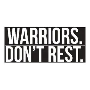 Warriors. Don't Rest. Banner – 48 x 21 Inch Motivational Wall Art – Heavy-Duty 13oz Vinyl with UV Print and 4 Grommets – Gym, Office, Garage Decor – Bold Indoor/Outdoor Poster-Style Banner