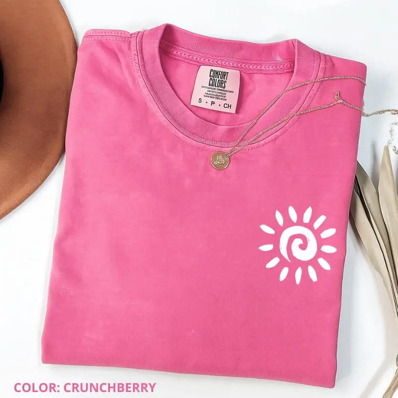 Comfort Colors Cute Sun T-shirt, Summer Tee, Beach Shirt, Full Colors Tee For Women, Vacation Cotton Fabric Top
