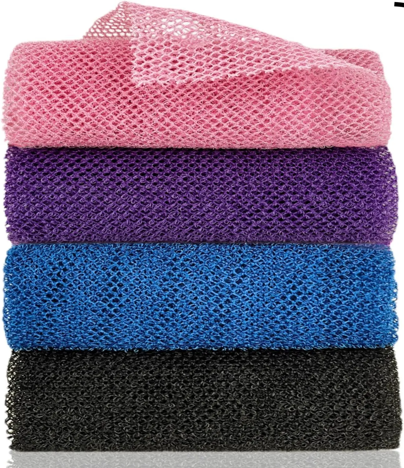 4 Pieces African Exfoliating Net, Bath Sponge Set, Nylon Long African Shower Body Scrubber