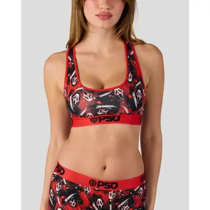 PSD Womens Ghostface Slasher Racerback Sports Bra - Comfortable, Breathable, Ultra-light Fabric