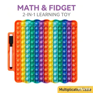 KIDGENIUS Calming Math Fidget Toy for Kids, POP Fidget Math Flash Cards & Magnetic Board, Sensory Math Learning Games for 1st-6th Grade, Multiplication Table Chart, Addition Subtraction Division Learning Blocks & Educational Materials