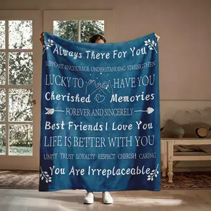 Best Friends Forever Inspirational Blanket, 1 Count Soft Warm Flannel Throw Blanket, Cozy Nap Blanket for Friendship Gift