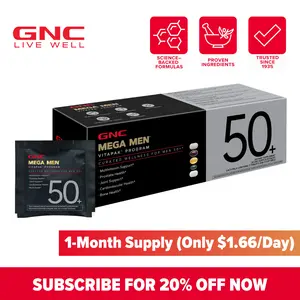 GNC Mega Men 50+ Vitapak, 5-in-1 Multivitamin Pack, Energy Production, Men's Health, Prostate, Joints, Dietary Supplement, 30 Servings